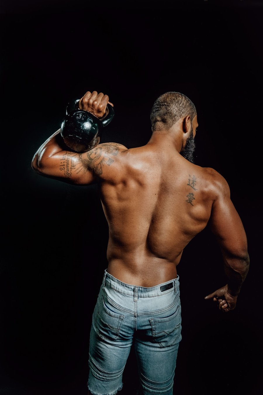 Kettlebell press, back profile